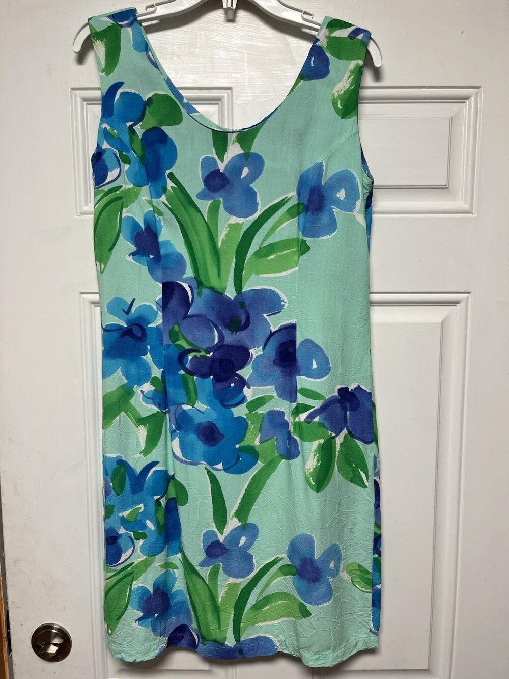 Vintage Jams World Violet Bouquet Sleeveless Rayon Watercolor Floral Dress Sz M